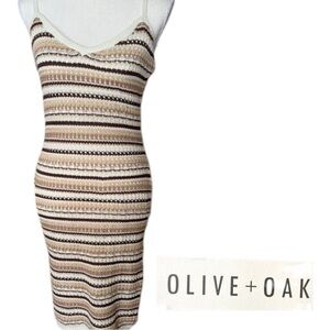 NWT Olive + Oak Crochet Slip Bodycon SunDress Summer Sexy Retro 70s Boho Sz M